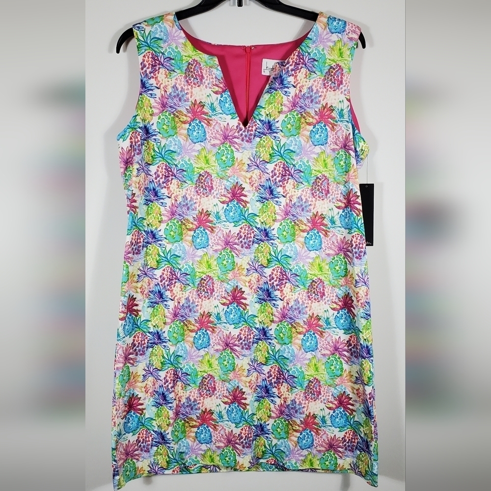 Nicole Miller WatercolorTropical Pineapple Sheath Dress Size 16